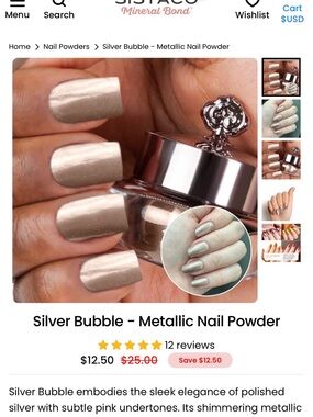 Sistaco Silver Bubble Metallic Nail Powder - Shimmery Silver Pink Undertone